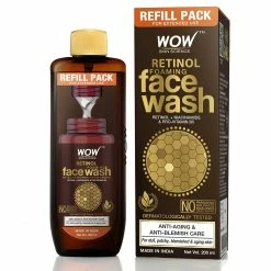 WOW Skin Science Retinol Foaming Face Wash For Fine Lines, Age Spots & Blemishes - Refill Pack For Extended Use - 200ml