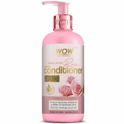 WOW Skin Science Himalayan Rose Conditioner With Rose Hydrosol, Coconut Oil, Almond Oil & Argan Oil - For Volumnising Hair, Anti Smelly Scalp - No Parabens, Mineral Oil, Silicones, Color & PEG - 300 Ml