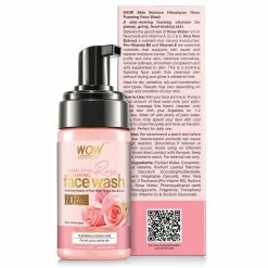 Wow Skin Science Himalayan Rose Foaming Face Wash - Contains Rose Water & Aloe Vera Extract - For Cleansing & Toning - No Parabens, Sulphate, Silicones & Synthetic Color - 100 Ml