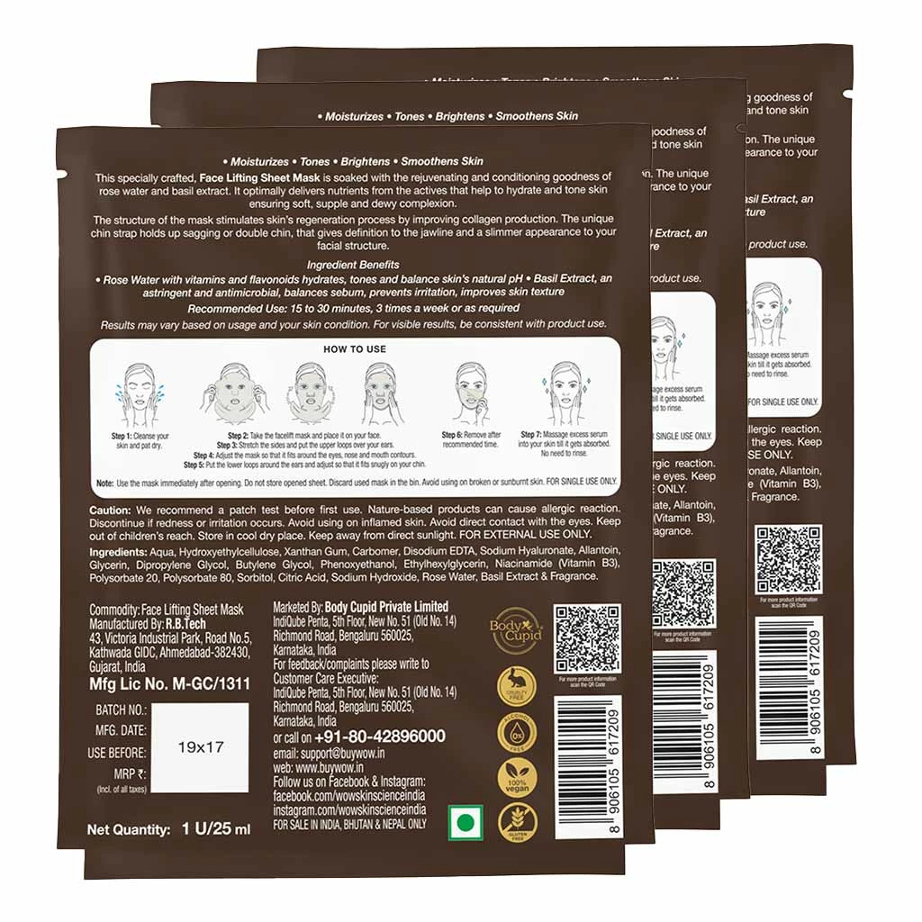 WOW Skin Science Sheet Face Mask Himalayan Rose Natural Cupra Fiber Face Lifting Sheet Mask - Skin Brightening, Skin Smoothening And Skin Toning