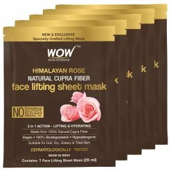 WOW Skin Science Sheet Face Mask Himalayan Rose Natural Cupra Fiber Face Lifting Sheet Mask - Skin Brightening, Skin Smoothening And Skin Toning