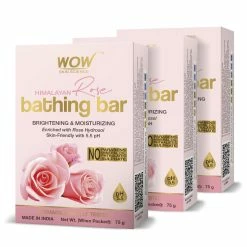 WOW Skin Science Himalayan Rose Bathing Bar - With Rose Hydrosol - Pack Of 3