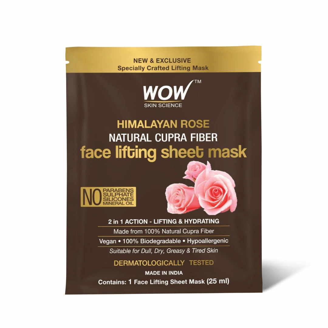 WOW Skin Science Sheet Face Mask Himalayan Rose Natural Cupra Fiber Face Lifting Sheet Mask - Skin Brightening, Skin Smoothening And Skin Toning