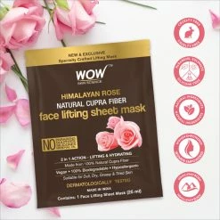 WOW Skin Science Sheet Face Mask Himalayan Rose Natural Cupra Fiber Face Lifting Sheet Mask - Skin Brightening, Skin Smoothening And Skin Toning