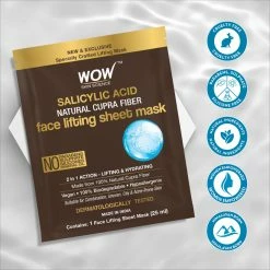 WOW Skin Science Sheet Face Mask Salicylic Acid Natural Fiber Cupra Face Lifting Sheet Mask - Balances Sebum, Controls Acne And Renews Skin