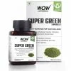 WOW Life Science Super Green Capsules - With Moringa, Wheatgrass, Spirulina, ACV, Beetroot, Chlorophyll & Pumpkin Seed - 550mg - 60 Veg Capsules Nutrition