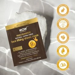 WOW Skin Science Niacinamide Natural Fiber Cupra Face Lifting Sheet Mask - Reduces Blemishes , Restores Skin Barrier And Regulates Sebum Sheet Face Mask