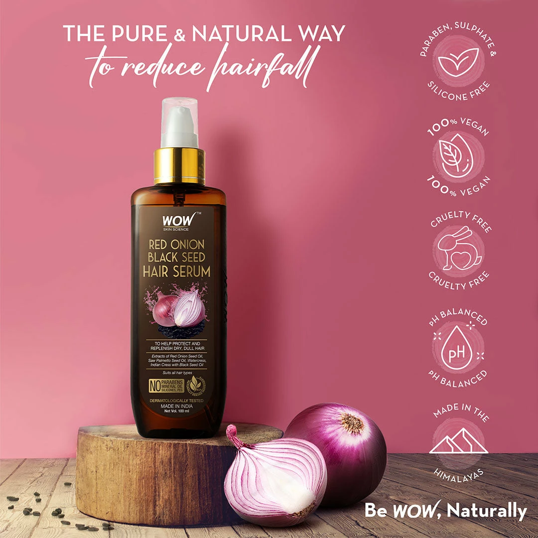 WOW Skin Science Onion Hair Serum For Hair Growth, Hair Fall Control, Dry And Frizzy Hair - 100 Ml