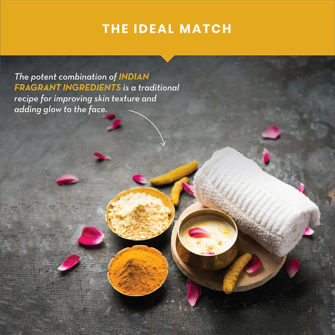 WOW Skin Science Sandalwood Oil, Saffron & Turmeric Extract Infused 2 In 1 Ubtan Face Lifting Sheet Mask - For Tan Removal & Anti-Aging