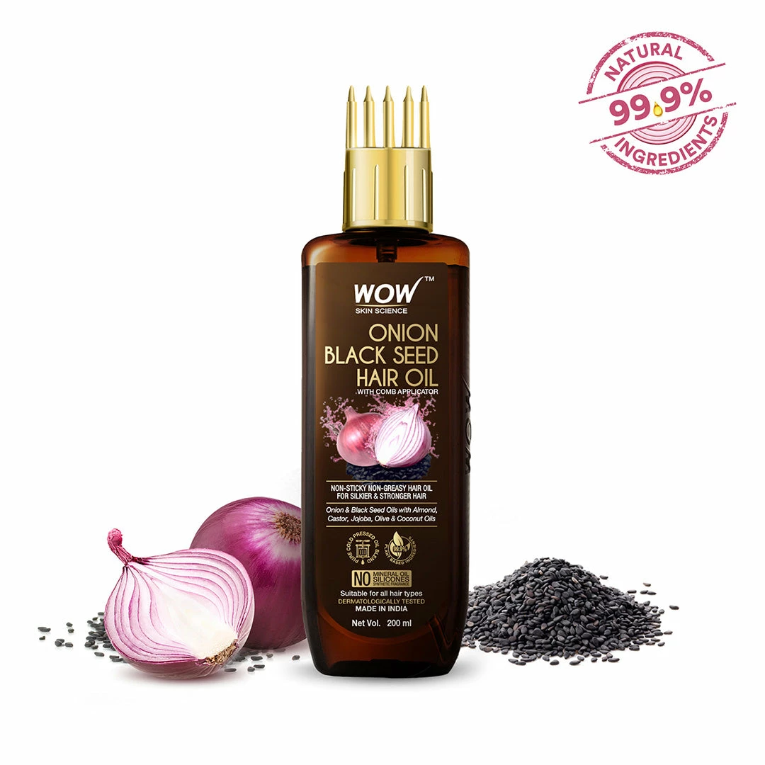 WOW Skin Science Onion Hair Oil For Hair Fall Control - With Black Seed Oil Extracts
