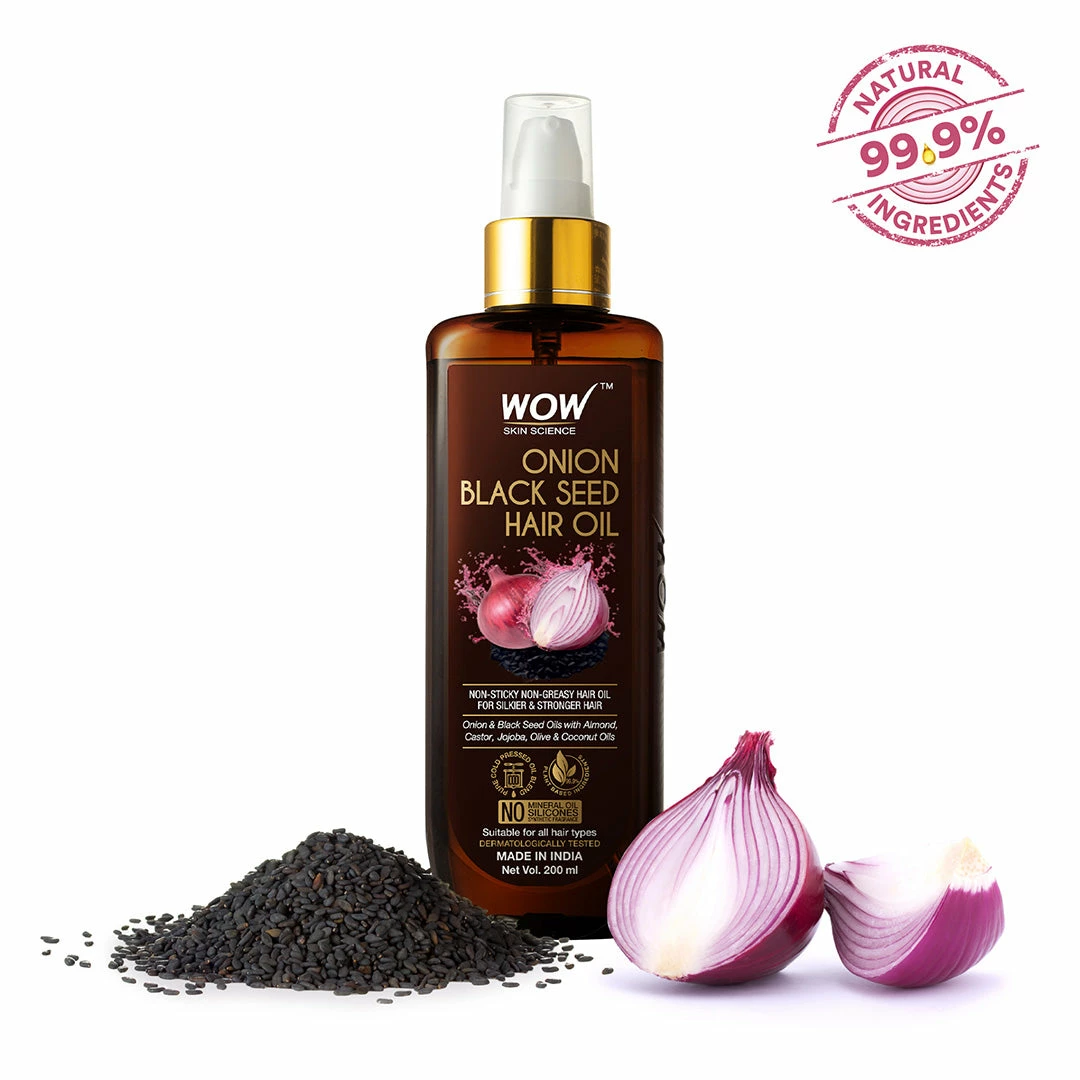 WOW Skin Science Onion Hair Oil For Hair Fall Control - With Black Seed Oil Extracts