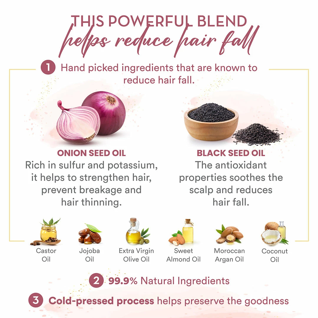 WOW Skin Science Onion Hair Oil For Hair Fall Control - With Black Seed Oil Extracts