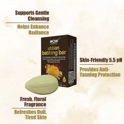 WOW Skin Science Ubtan Bathing Bar - With Sandalwood Oil, Saffron & Turmeric Extract - Pack Of 3