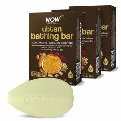 WOW Skin Science Ubtan Bathing Bar - With Sandalwood Oil, Saffron & Turmeric Extract - Pack Of 3