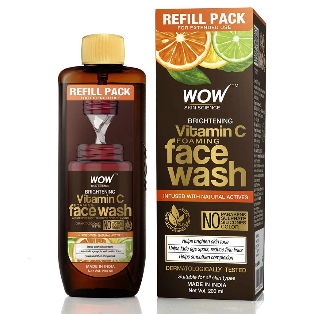 WOW Skin Science Brightening Vitamin C Foaming Face Wash Refill Pack - With Natural Actives - For Skin Brightening And Smooth Skin