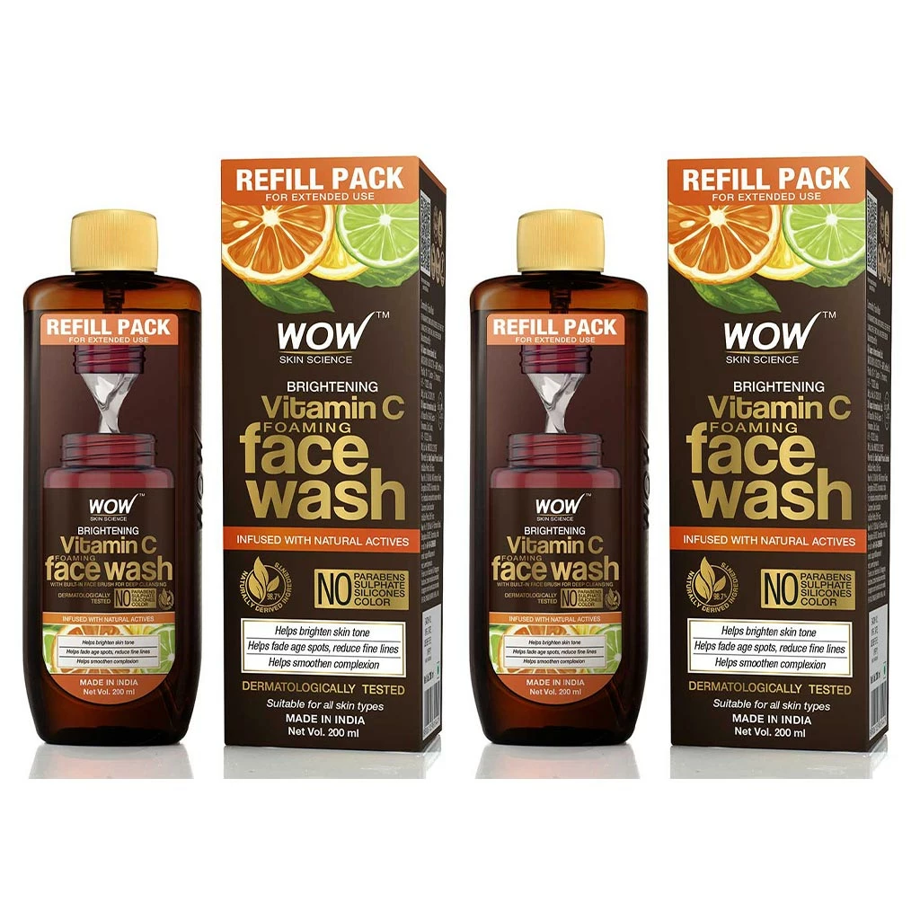 WOW Skin Science Brightening Vitamin C Foaming Face Wash Refill Pack - With Natural Actives - For Skin Brightening And Smooth Skin