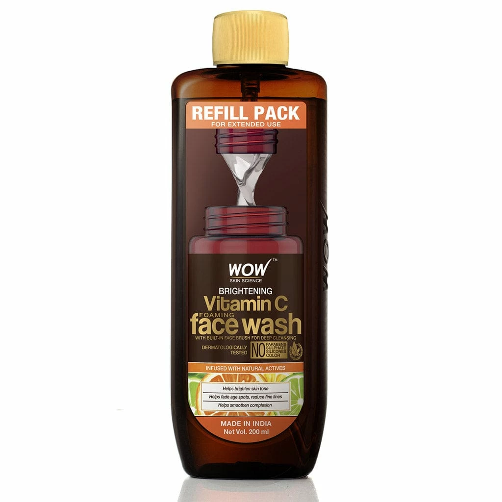 WOW Skin Science Brightening Vitamin C Foaming Face Wash Refill Pack - With Natural Actives - For Skin Brightening And Smooth Skin