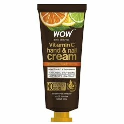WOW Skin Science Vitamin C Hand & Nail Cream - Moisturizing & Refreshing - Lightweight & Non-Greasy - Quick Absorb - For All Skin Types