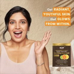 Wow Skin Science Sheet Face Mask Active Vitamin C 2 In 1 Face Lifting Sheet Mask - Reduces Fine Lines And Brightens Complexion