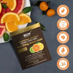 Wow Skin Science Sheet Face Mask Active Vitamin C 2 In 1 Face Lifting Sheet Mask - Reduces Fine Lines And Brightens Complexion
