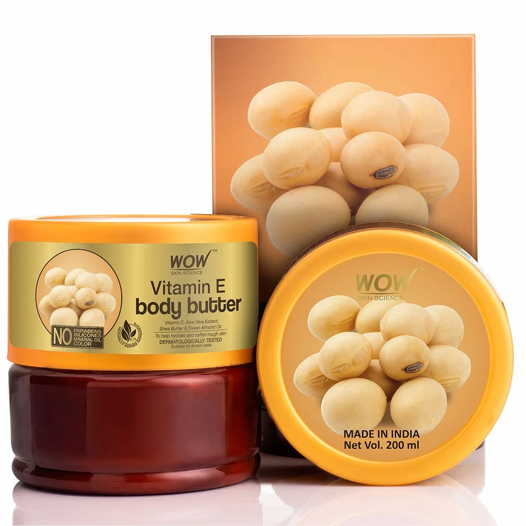 WOW Skin Science Vitamin E Body Butter - No Parabens, Silicones, Mineral Oil & Color - 200 Ml