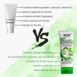 WOW Skin Science Anti Pollution SPF40 Water Resistant No Parabens & Mineral Oil Sunscreen Lotion - 100 Ml