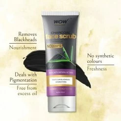 WOW Skin Science Activated Charcoal Face Scrub For Exfoliation, Oil Control & Deep Cleansing