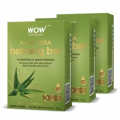 WOW Skin Science Aloe Vera Bathing Bar - With Aloe Vera Extract - Pack Of 3