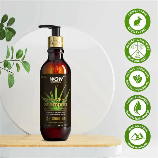 WOW Skin Science Hair Aloe Vera Shampoo For Hydration And Soothing Scalp