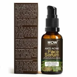 WOW Skin Science Anti Acne Face Serum - Natural Neem Leaf Oil, Tea Tree Oil, Caviar Lime Fruit Extract - Spot Therapy - No Parabens, Silicones & Fragrance - 30 Ml