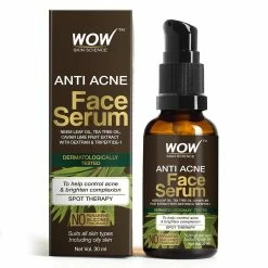 WOW Skin Science Anti Acne Face Serum - Natural Neem Leaf Oil, Tea Tree Oil, Caviar Lime Fruit Extract - Spot Therapy - No Parabens, Silicones & Fragrance - 30 Ml