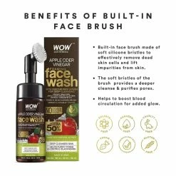 WOW Skin Science Apple Cider Vinegar Foaming Face Wash With Built-In Brush