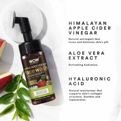 WOW Skin Science Apple Cider Vinegar Foaming Face Wash With Built-In Brush