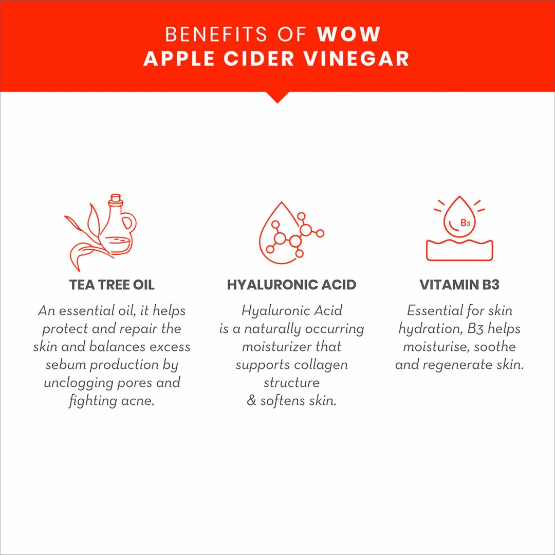 WOW Skin Science Apple Cider Vinegar 2 In 1 Face Lifting Sheet Mask - Controls Oil And Balances PH Level