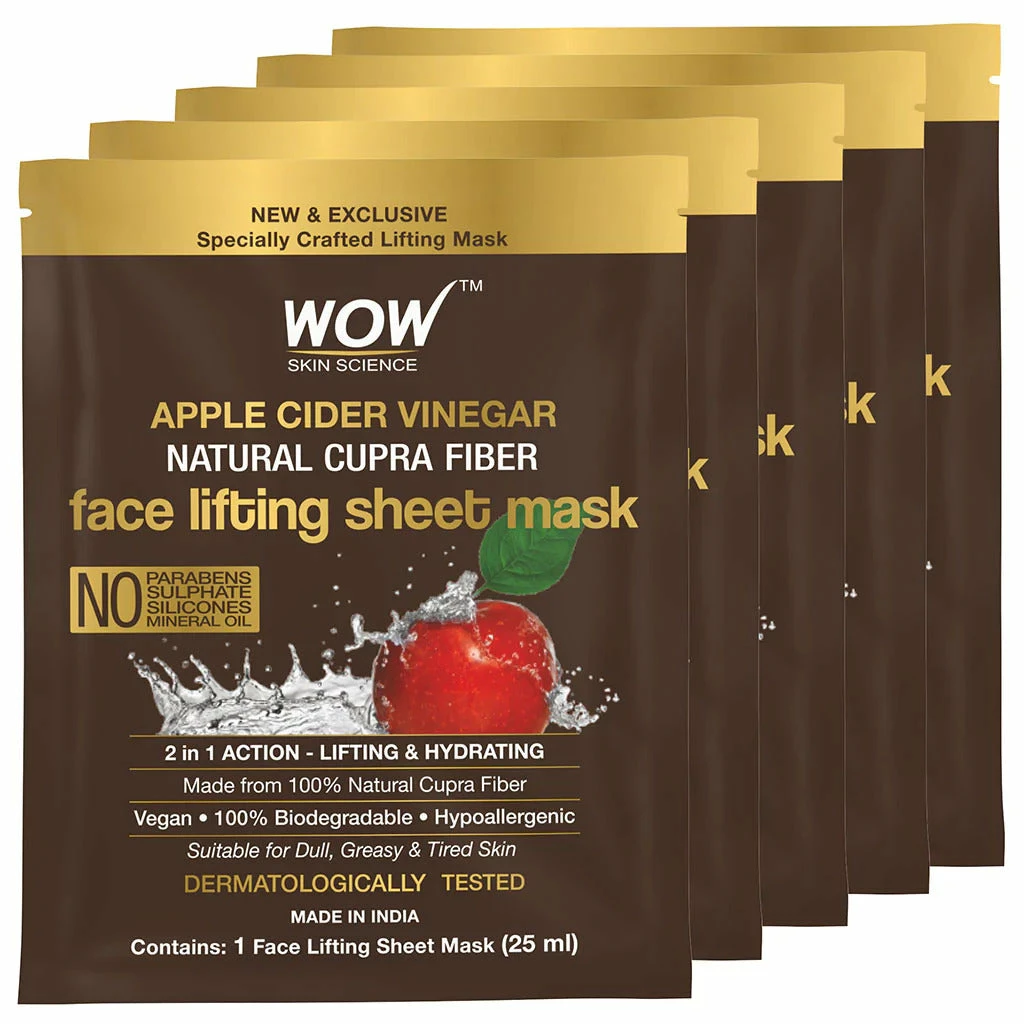 WOW Skin Science Apple Cider Vinegar 2 In 1 Face Lifting Sheet Mask - Controls Oil And Balances PH Level