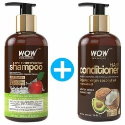 WOW Skin Science Apple Cider Vinegar Shampoo + Coconut Hair Conditioner - 600mL Hair Combo Kit
