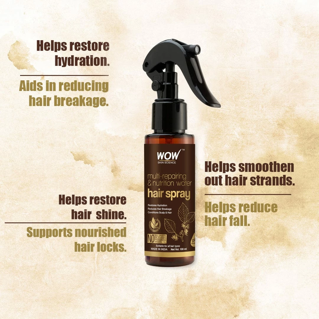 WOW Skin Science Multi Repairing & Nutrition Water Hair Spray - Restores Hydration, Reduces Hair Breakage, Conditions Scalp & Hair - 100 Ml