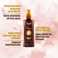 WOW Skin Science UV Water Transparent Sunscreen Spray SPF 30 - Quick Absorbing - Oil Free - With Raspberry Extract, Carrot Seed Extract, Avocado Oil - 100 Ml
