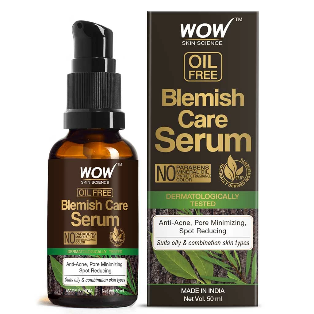WOW Skin Science Blemish Care Serum - OIL FREE - Anti Acne, Spot Reducing - No Parabens, Silicones, Synthetic Fragrance & Color - 50 Ml