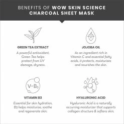 Wow Skin Science Activated Charcoal Face Lifting Sheet Mask - For Skin Purification And Skin Hydration