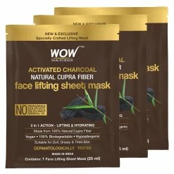 Wow Skin Science Activated Charcoal Face Lifting Sheet Mask - For Skin Purification And Skin Hydration