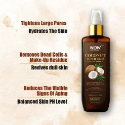 WOW Skin Science Coconut Super Rich Facial Toner For Hydrating & Toning Skin - For All Skin Types - No Parabens, Sulphate & Silicones