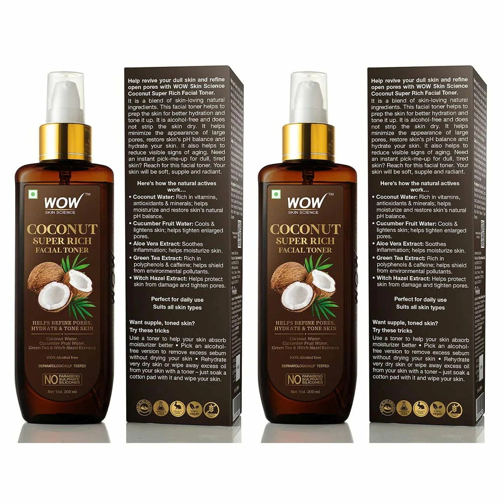 WOW Skin Science Coconut Super Rich Facial Toner For Hydrating & Toning Skin - For All Skin Types - No Parabens, Sulphate & Silicones