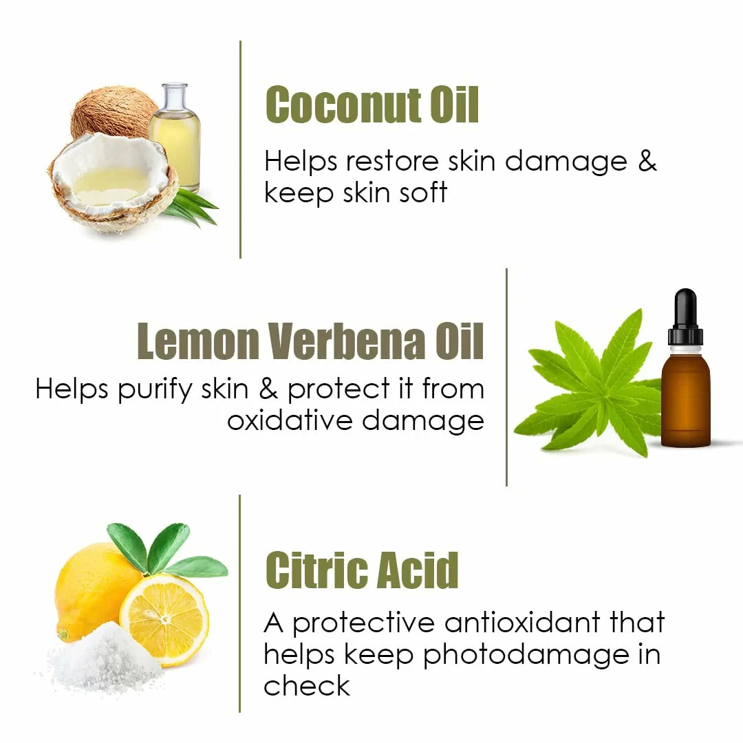 WOW Skin Science Coconut & Lemon Verbena Bathing Bar - With Coconut Oil & Lemon Verbena Oil - Pack Of 3