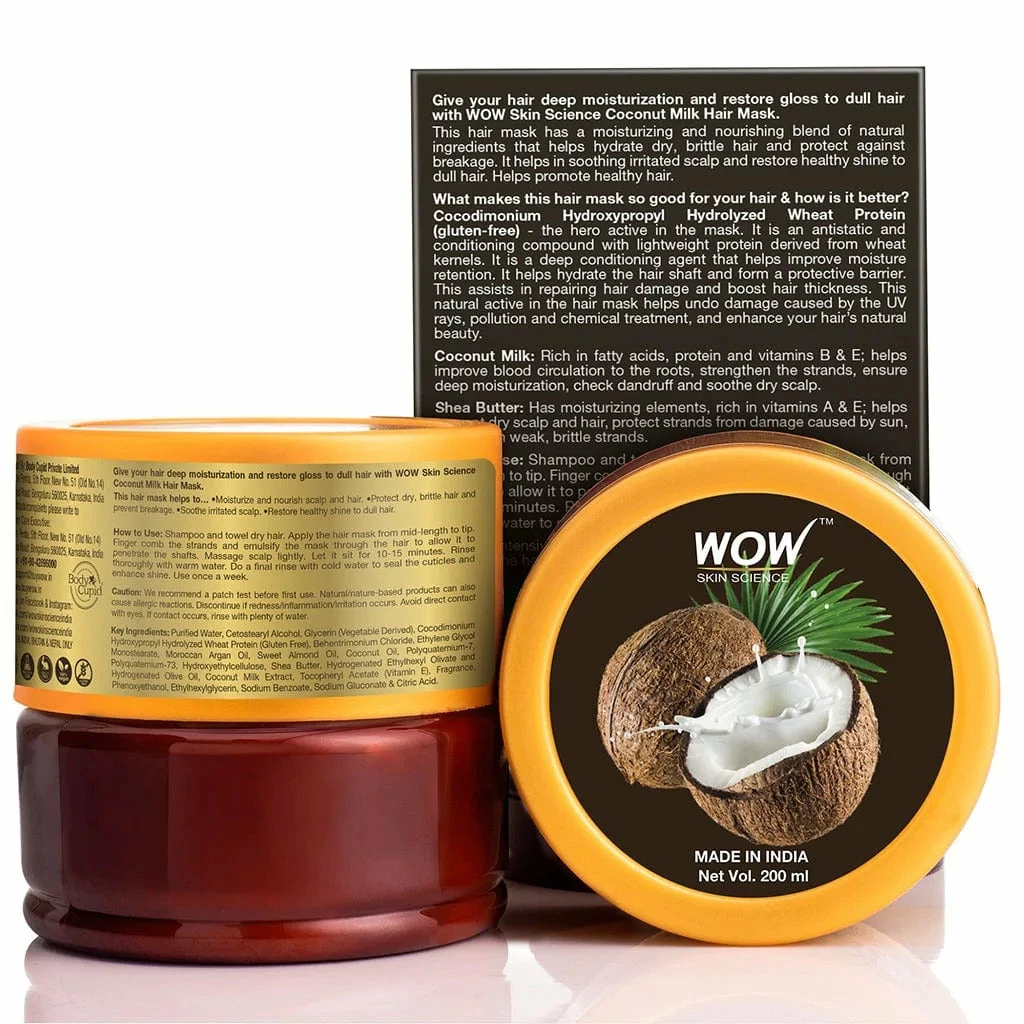 WOW Skin Science Coconut Milk Hair Mask For Dry, Frizzy And Damaged Hair - 200 Ml