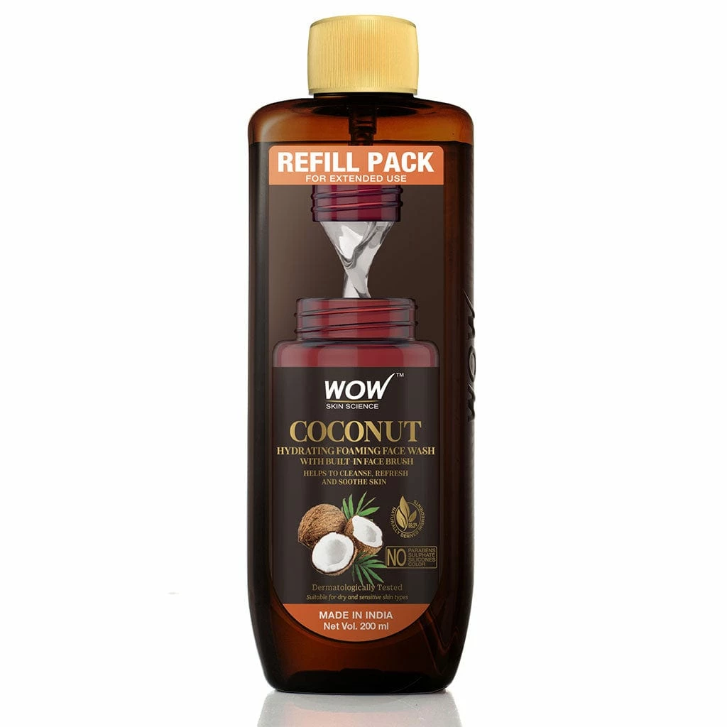 WOW Skin Science Coconut Hydrating Foaming Face Wash Refill Pack - With Coconut Water - For Cleansing, Soothing Skin - For Extended Use