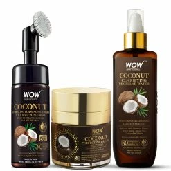 WOW Skin Science Ingredients Coconut Combo 3 Kit (Face Wash + Face Cream + Micellar Water) - Net Vol. 400 Ml
