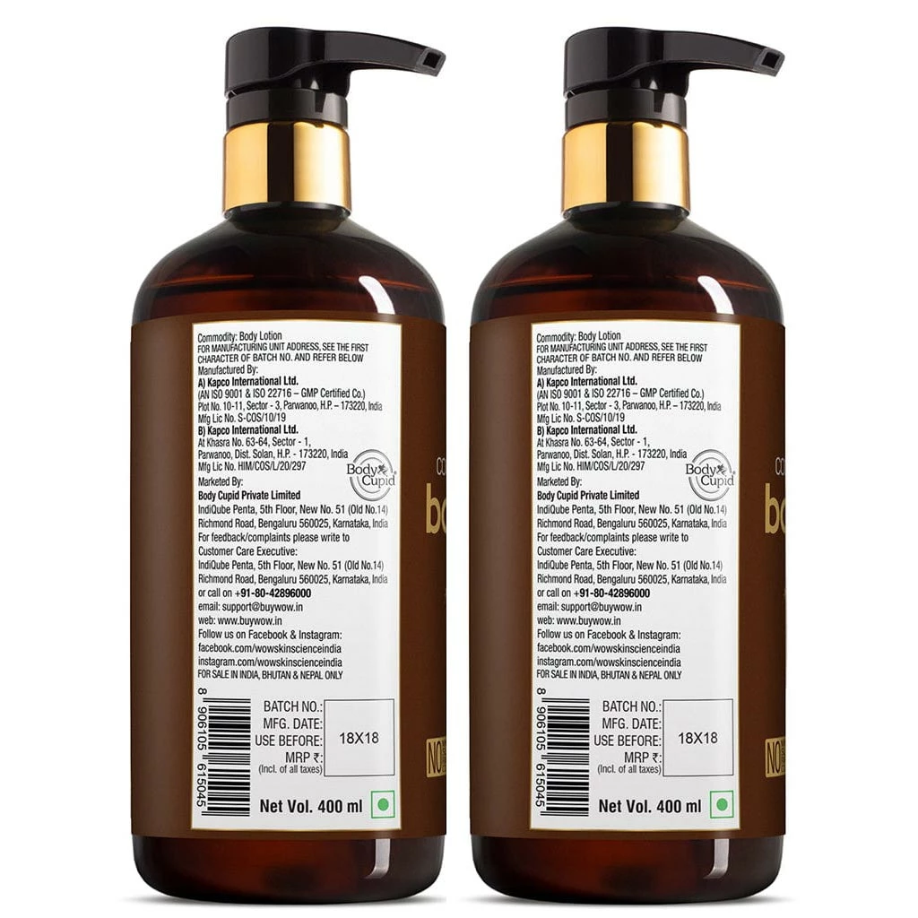 Wow Skin Science Bath & Body Coconut Milk & Argan Oil Body Lotion - Medium Hydration - No Mineral Oil, Parabens, Silicones, Color & PG