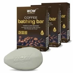 WOW Skin Science Coffee Bathing Bar - With Pure Coffee Powder - Pack Of 3