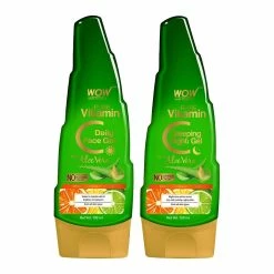 WOW Skin Science Ingredients Pure Vitamin C Daily Face Gel & Sleeping Night Gel With Aloe Vera - Net Vol - 300 Ml